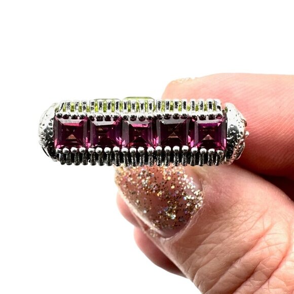 Estate Womens Ring Rotating Multi Gemstone Sterling Silver Size 6 Rare Design - Picture 3 of 6